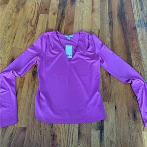 Bar III Vibrant Pink V-Neck Blouse